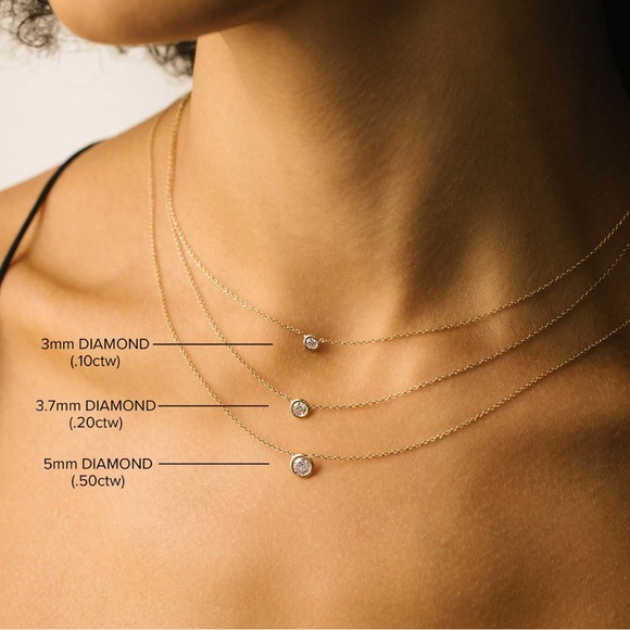 14k Gold Zoe Chicco Floating Diamond Necklace - Picture 2 of 6